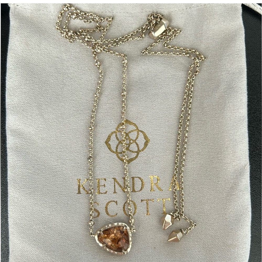 Kendra Scott Arleen Pendant Necklace in Crushed Gold Mica Adjustable Slide Chain